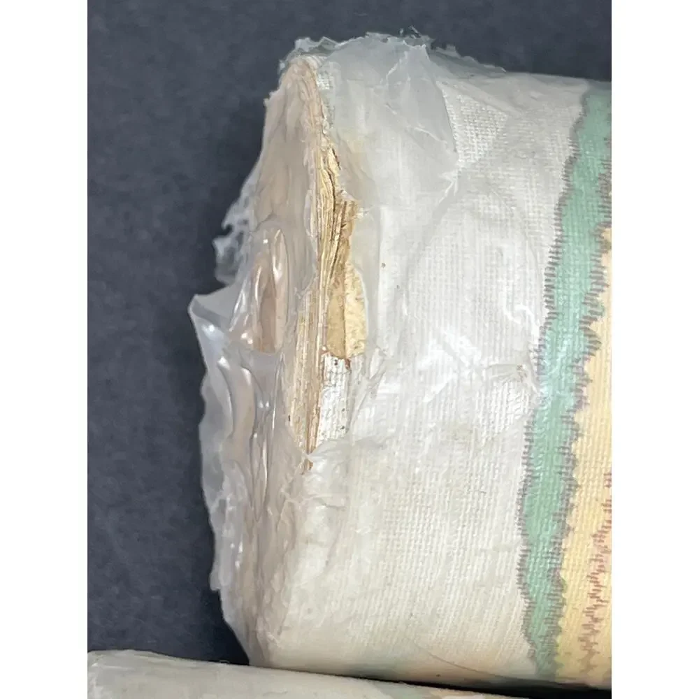 Vintage Wallpaper Wavy Bows Stripe Green Yellow 2 Rolls Stonebridge Cottage